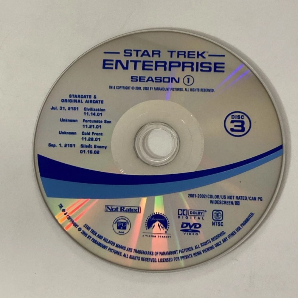 Star Trek Enterprise Season 1 Disc 3 Replacement DVD